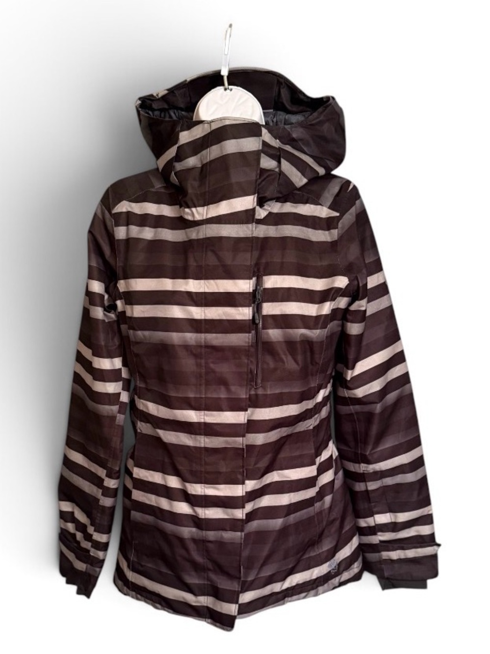 Mountain Hardwear Barnsie Gray Stripe Ski Jacket Dry.Q Thermal.Q Women’s S
